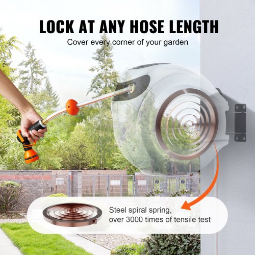 Retractable Hose Reel Water Hose Reel 130x12 180° Swivel WallMounted – 12 MM