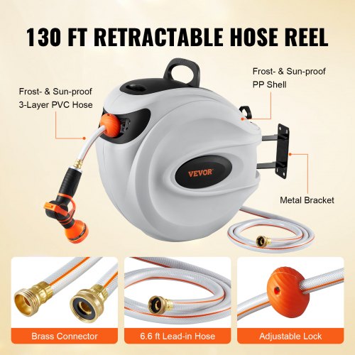 Retractable Hose Reel Water Hose Reel 130x12 180° Swivel WallMounted – 12 MM