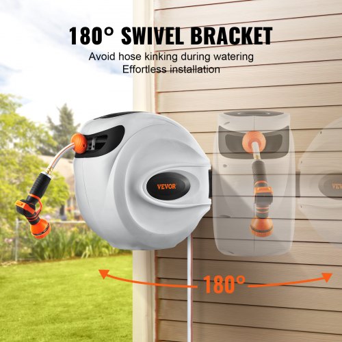 Retractable Hose Reel Water Hose Reel 65x58 180° Swivel WallMounted – 16 MM