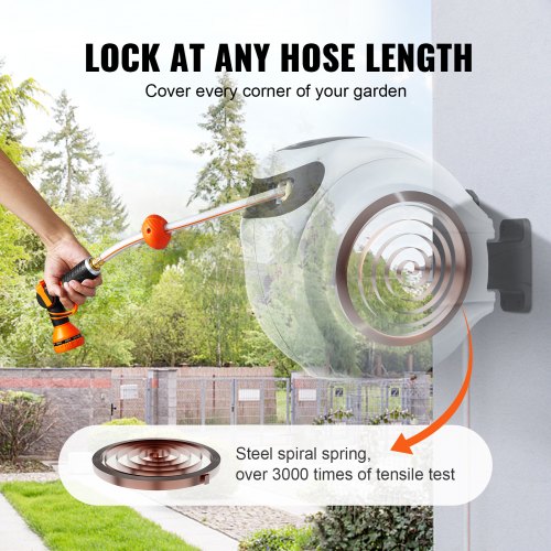 Retractable Hose Reel Water Hose Reel 65x58 180° Swivel WallMounted – 16 MM