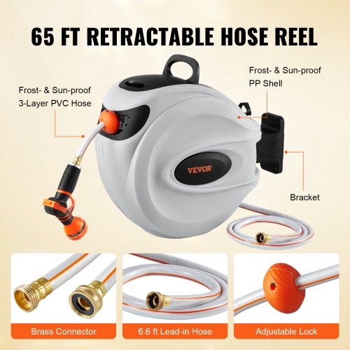 Retractable Hose Reel Water Hose Reel 65x58 180° Swivel WallMounted – 16 MM