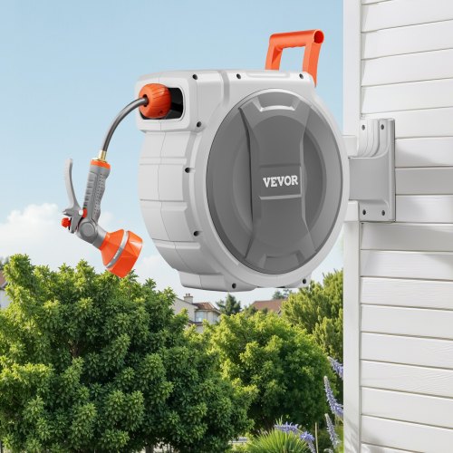 Retractable Garden Hose Reel 12 Inch x 84 ft Wall Mounted Hose Reel Heavy