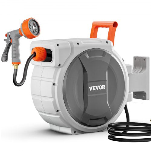Retractable Garden Hose Reel 12 Inch x 84 ft Wall Mounted Hose Reel Heavy