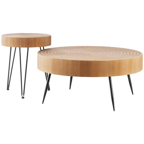 2 Pieces Round Coffee Tables Sets 31.3 in Industrial Living Room Table with 1