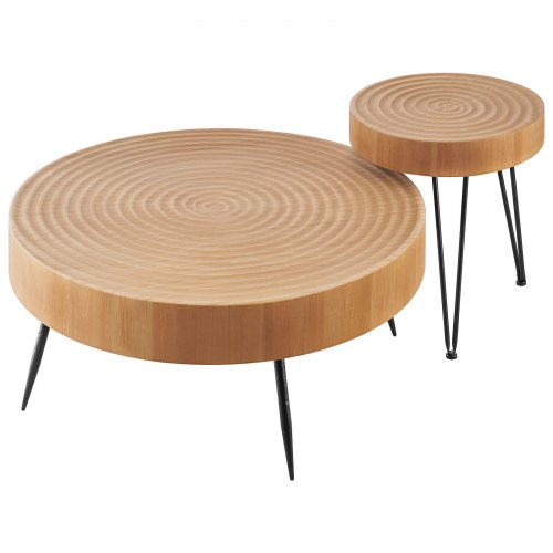 2 Pieces Round Coffee Tables Sets 31.3 in Industrial Living Room Table with 1