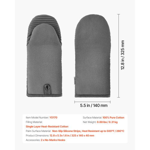 Oven Mitts Mini Oven Mitt Set with NonSlip Silicone Strips High Heat