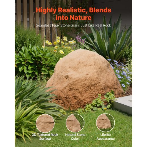 Faux Rock Cover Outdoor Fake Rock Well Pump Cover Realistic Natural 1