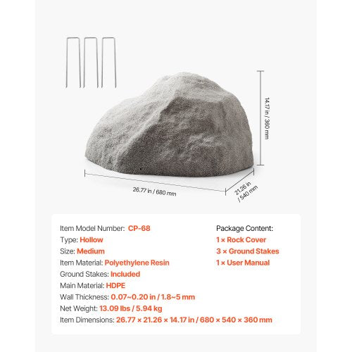 Faux Rock Cover Outdoor Fake Rock Well Pump Cover Realistic Natural 2