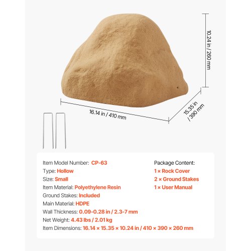 Faux Rock Cover Outdoor Fake Rock Well Pump Cover Realistic Natural 3