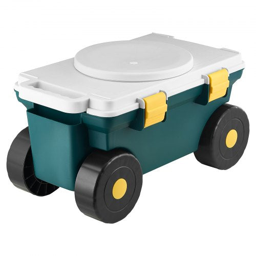 Garden Scooter with Seat 2 in 1 Rolling Garden Cart with Storage Bin