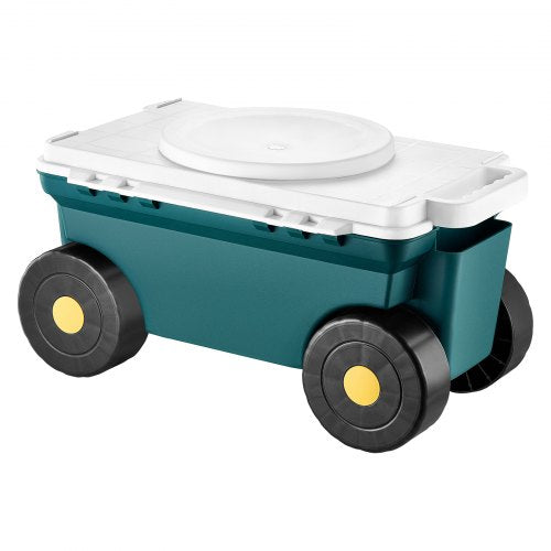 Garden Scooter with Seat 2 in 1 Rolling Garden Cart with Storage Bin