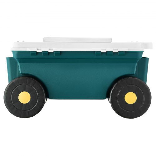 Garden Scooter with Seat 2 in 1 Rolling Garden Cart with Storage Bin