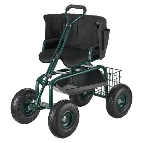Garden Seat with Wheels Rolling Garden Stool with Height Adjustable 360°