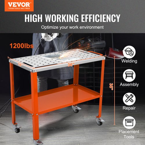36 x 18 Welding Table 1200lbs Load Capacity Steel Welding Workbench Table
