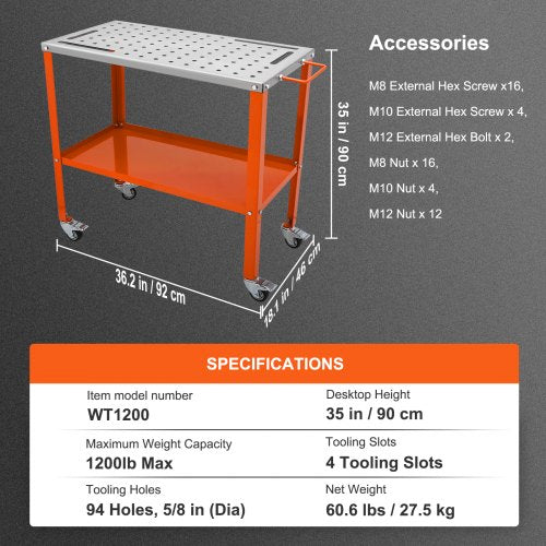 36 x 18 Welding Table 1200lbs Load Capacity Steel Welding Workbench Table