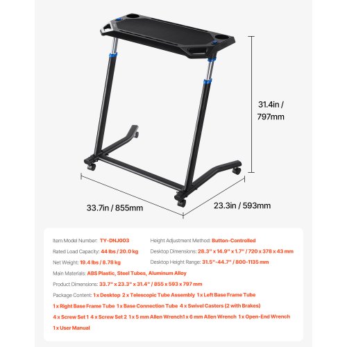 Cycling Desk Mobile Foldable MultiFunctional Bike Trainer Treadmill Desk