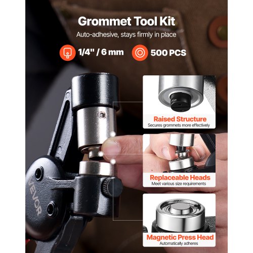 Grommet Tool Kit 500 PCS 14 Inch Metal Eyelets Grommets in Gold and Silver