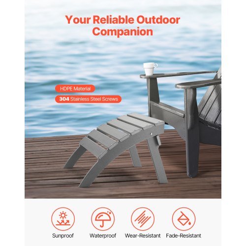Adirondack Ottoman 215L x 189W x 148H Inch HDPE Plastic Folding