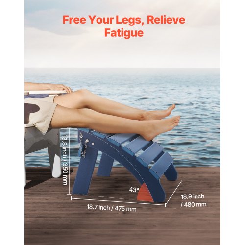 Adirondack Ottoman Set of 2 187L x 189W x 138H Inch HDPE Plastic Folding