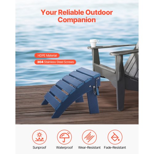 Adirondack Ottoman 157L x 189W x 13H Inch HDPE Plastic Folding Adirondack