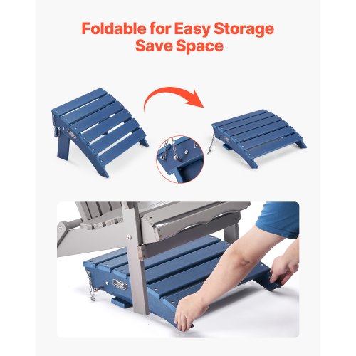 Adirondack Ottoman 157L x 189W x 13H Inch HDPE Plastic Folding Adirondack