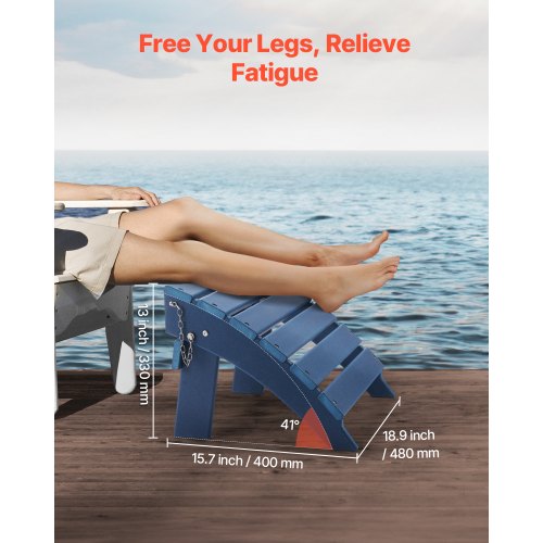 Adirondack Ottoman 157L x 189W x 13H Inch HDPE Plastic Folding Adirondack