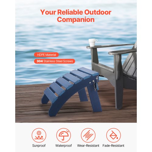 Adirondack Ottoman 187L x 189W x 138H Inch HDPE Plastic Folding