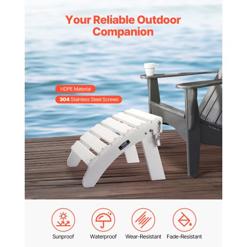 Adirondack Ottoman 177L x 197W x 138H Inch HDPE Plastic Folding