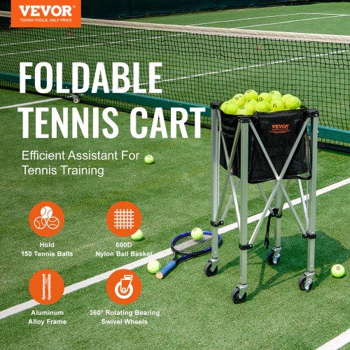 Foldable Tennis Ball Hopper Holds 150 Tennis Balls Lightweight Aluminum