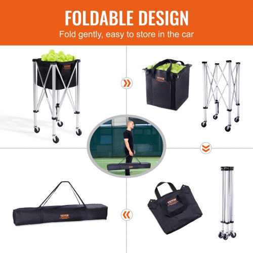 Foldable Tennis Ball Hopper Holds 150 Tennis Balls Lightweight Aluminum