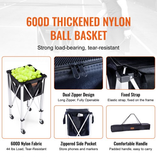 Foldable Tennis Ball Hopper Holds 180 Tennis Balls Lightweight Aluminum