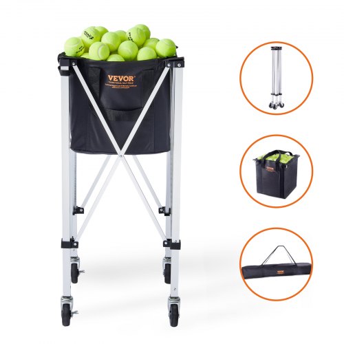 Foldable Tennis Ball Hopper Holds 180 Tennis Balls Lightweight Aluminum