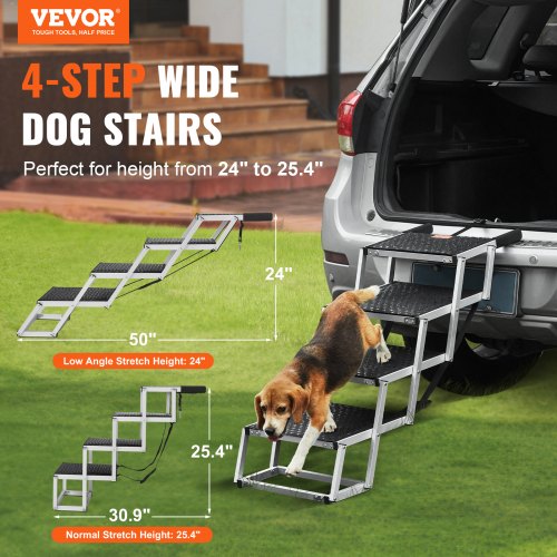 Dog Stair for Cars Wide 4step Dog Car Steps Folding Dog Car Ramp with Nonslip