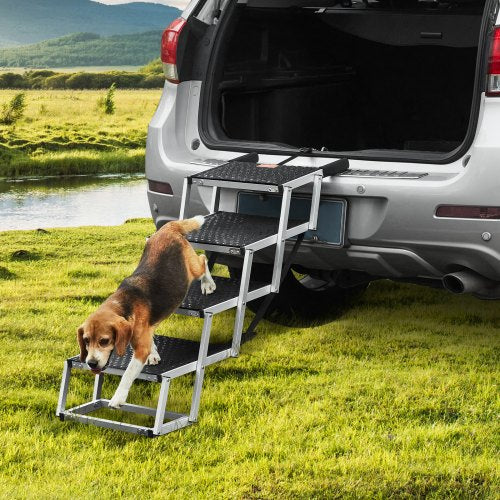 Dog Stair for Cars Wide 4step Dog Car Steps Folding Dog Car Ramp with Nonslip