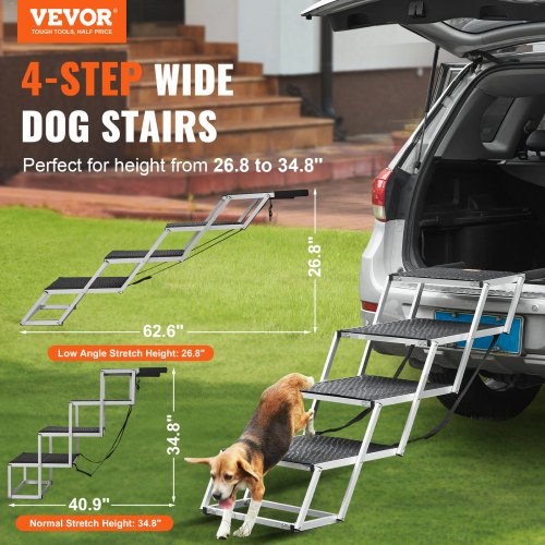Dog Stair for Cars 4step Folding Dog Steps Aluminum Loads up to 250 lbs