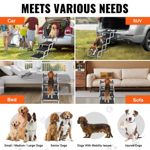 Dog Stair for Cars 4step Folding Dog Steps Aluminum Loads up to 250 lbs