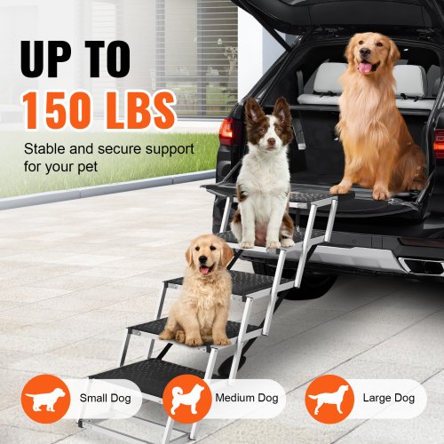Dog Stair for Cars Wide 5step Dog Car Steps Folding Dog Car Ramp with Nonslip