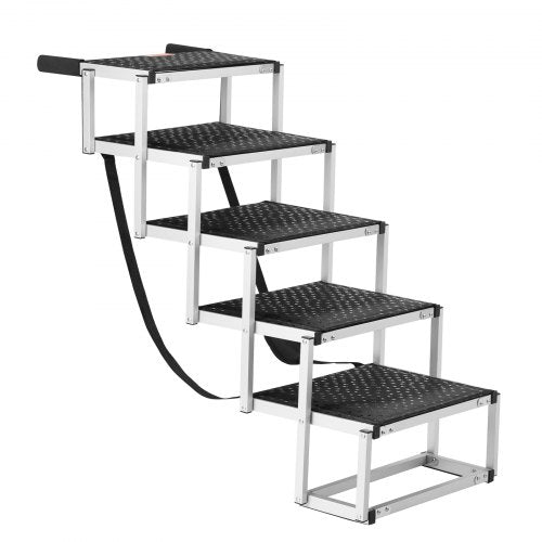 Dog Stair for Cars Wide 5step Dog Car Steps Folding Dog Car Ramp with Nonslip