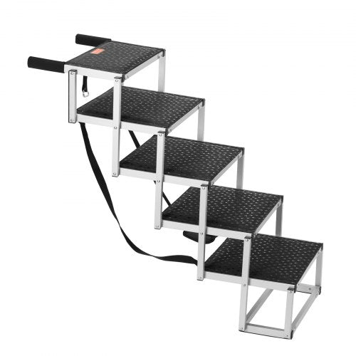 Dog Stair for Cars Wide 5step Dog Car Steps Folding Dog Car Ramp with Nonslip