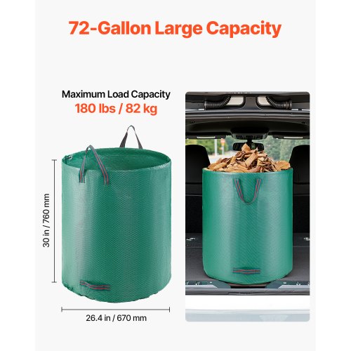 3Pack 72 Gallon Reusable Yard Waste Bag Large Lawn Garden Bags Heavy Duty