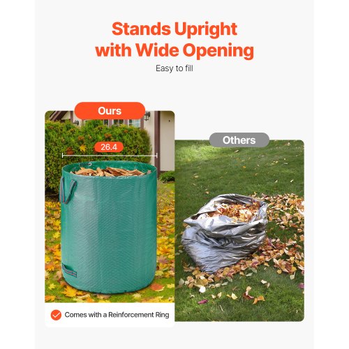 3Pack 72 Gallon Reusable Yard Waste Bag Large Lawn Garden Bags Heavy Duty