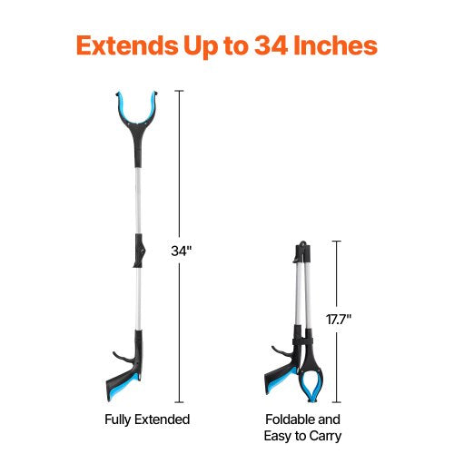 Grabber Reacher Tool 2Pack 34 Foldable Reacher Grabber Pickup Tool with 360°