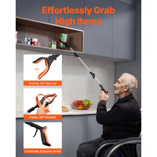 Grabber Reacher Tool 43 Foldable Reacher Grabber Pickup Tool with 360°