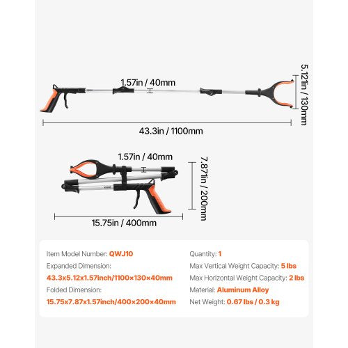 Grabber Reacher Tool 43 Foldable Reacher Grabber Pickup Tool with 360°