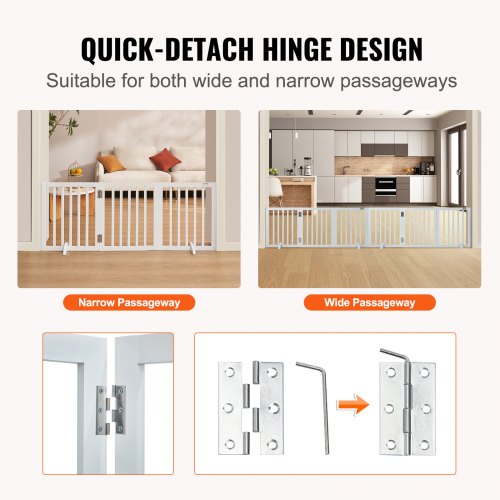 Free Standing Dog Gate 24 H x 60 W Freestanding Pet Gate 3 Panels