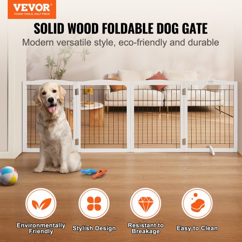 Free Standing Dog Gate 32 H x 965 W Freestanding Pet Gate 4 Panels