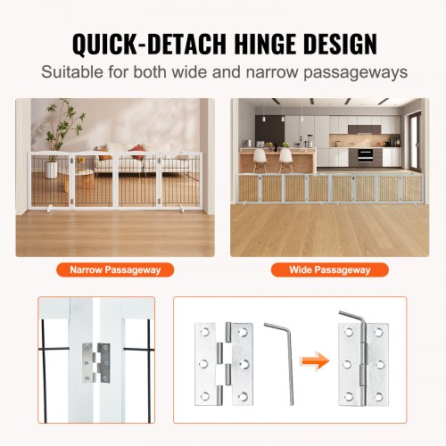 Free Standing Dog Gate 32 H x 965 W Freestanding Pet Gate 4 Panels