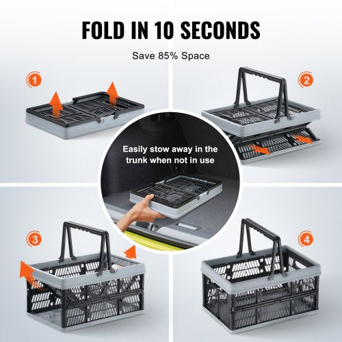Collapsible Shopping Basket 3 Pack 16L Plastic Foldable Storage Crate