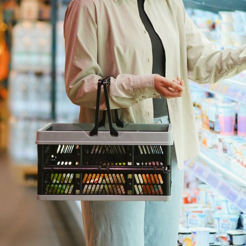 Collapsible Shopping Basket 3 Pack 16L Plastic Foldable Storage Crate