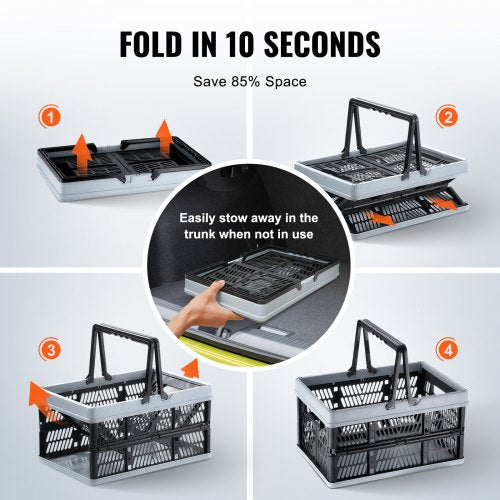 Collapsible Shopping Basket 3 Pack 25L Plastic Foldable Storage Crate